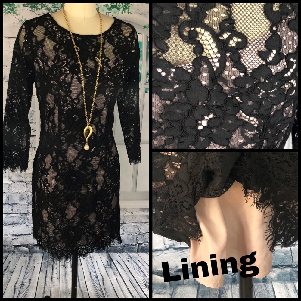 BB Dakota Scalloped Lace Hale Dress Fitted Zipper - Picture 3 of 4